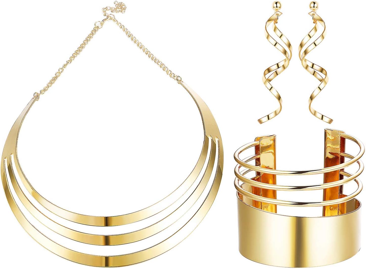 Chunky Choker Statement Necklace Gold Tone Jewellery for Women