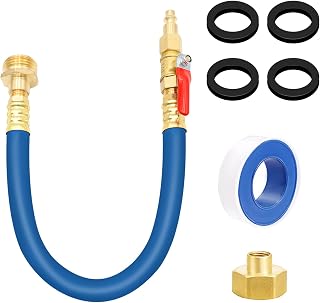 Winterize Blowout Adapter with Shut Off Valve,RV Winterizing Kit 12" Air Compressor Quick Connect Blow Out Fitting Plug for Camper, Boat,Water Pipes,Travel Trailer H-063