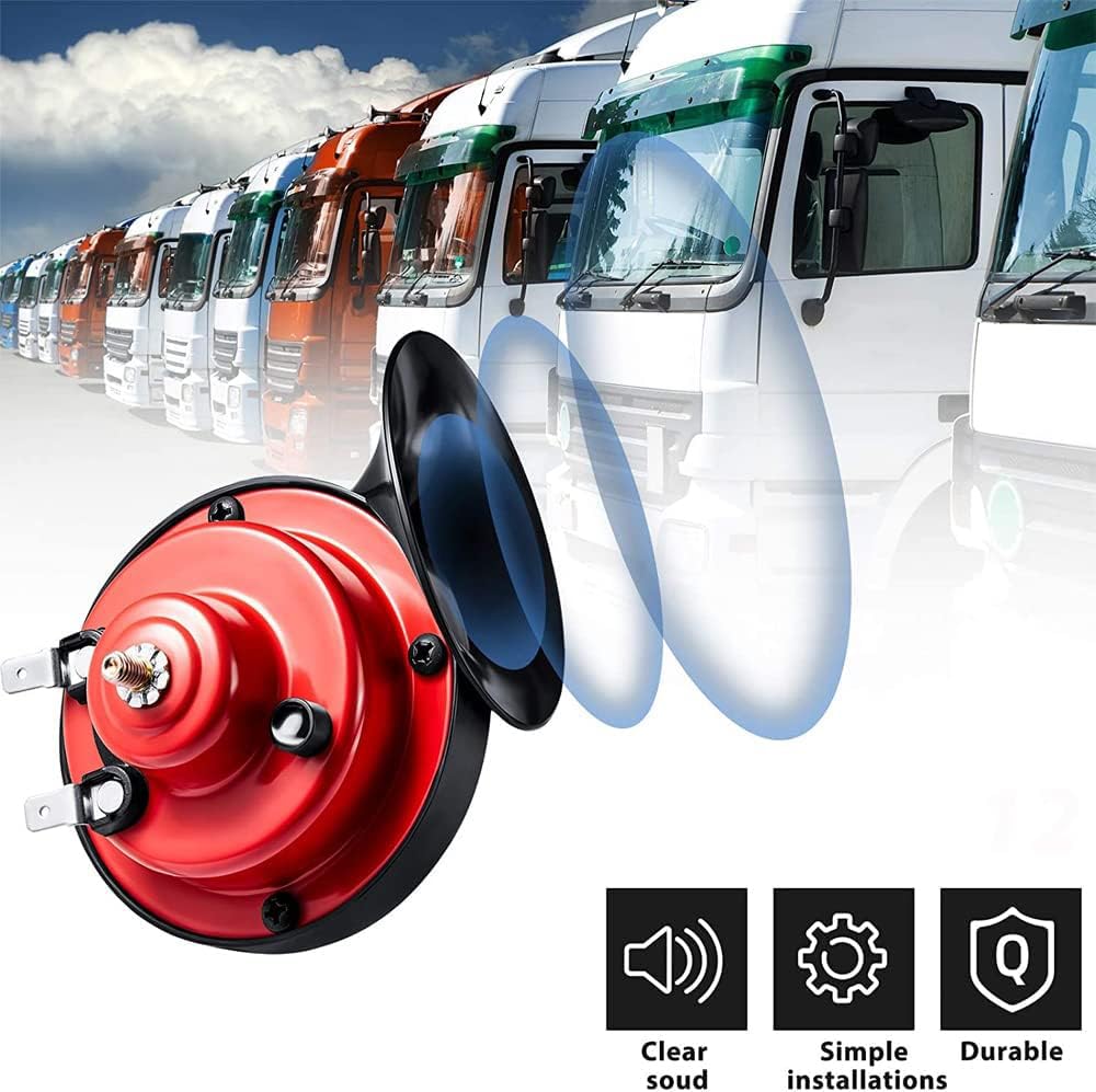 Bocina de caracol de 300 DB, bocina de coche de doble tono, 2 piezas de 300 DB, bocina de aire súper ruidosa, bocina de aire de 12 V, impermeable, motocicleta, camiones y barcos (rojo)
