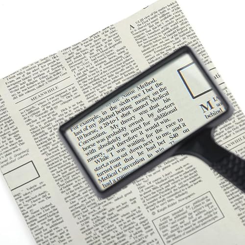 Vetro da lettura portatile – 157 x 105 x 16 mm lente ottica in vetro con manico per anziani e bambini, lente di ingrandimento leggera per libri, giornali, hobby, lettura portatile