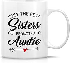 كوب ريتريز المضحك - فقط أفضل الأخوات يتم ترقيتها إلى العمة 325.3 مل أكواب قهوة من السيراميك - مضحك وسخرية وملهمة وأخبار الحمل واستحمام الطفل وهدايا عيد الميلاد للأخت والأصدقاء والمربية، أبيض