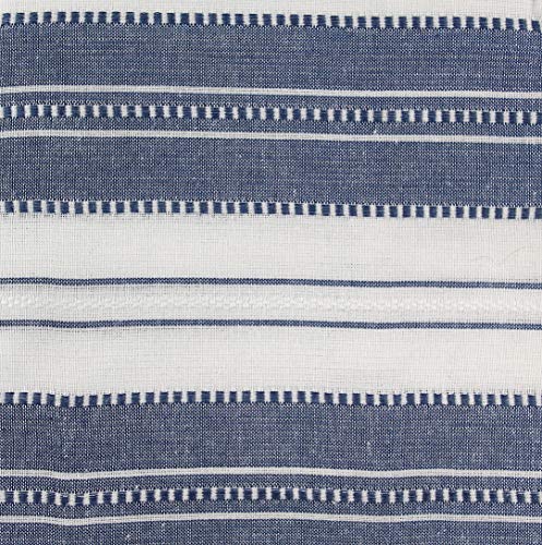 Serafina Home Nautical Chambray Blue And White Fabric Shower Curtain: Cotton Luxury Hotel Stripe With Detailed Eyelet Decorative Weave (Navy) #TOP3