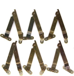 6 PCs Antique Brass Lid Folding Support Hinges - Lid Stay Hinges for Wooden Boxes Jewelry Cases Chest Cupboard Lid Lift Up Stay (Folded Length 3-17/64"/8.3cm Width 7/16"/1.1cm)