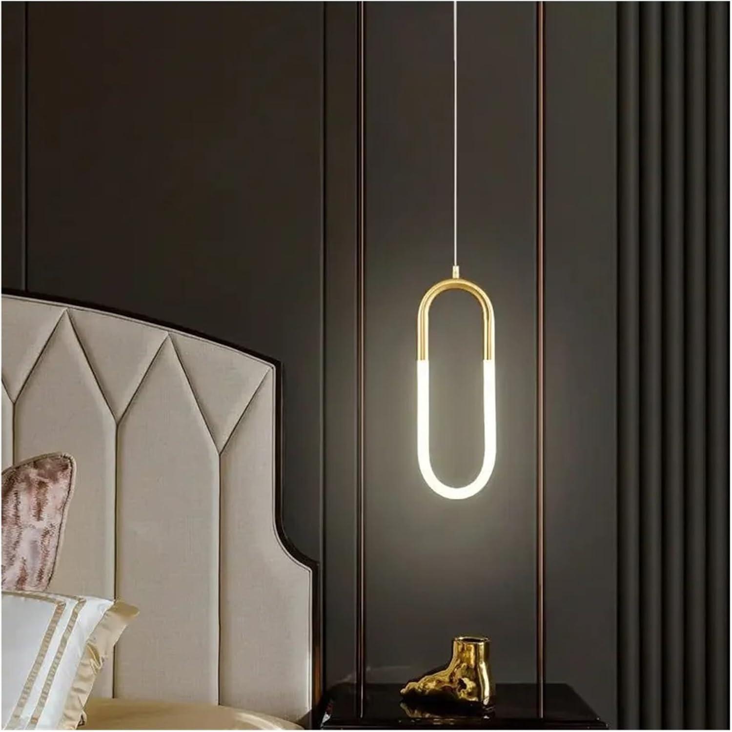 ‌Nordic Minimalist U Shaped Bedroom Headboard Pendant Light Luxury Long Line Modern Living Room Background Wall Light,Art