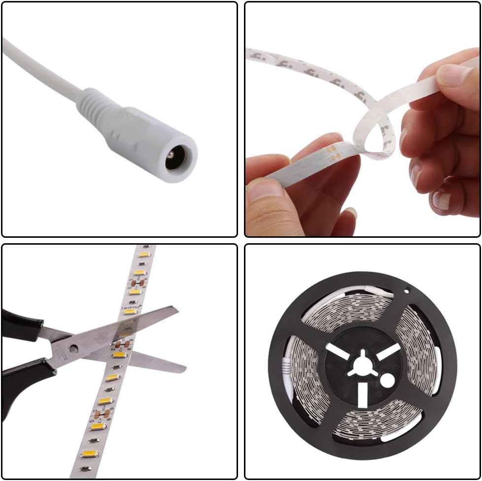 LEDMO 5630 LED Strip Light, Warm White 16.4Ft 300LEDs Non-waterproof IP20 DC12V 60LEDs/m 25LM/LED, 2 times brightness than 5050 LED, LED Tape Light, LED Light Strip