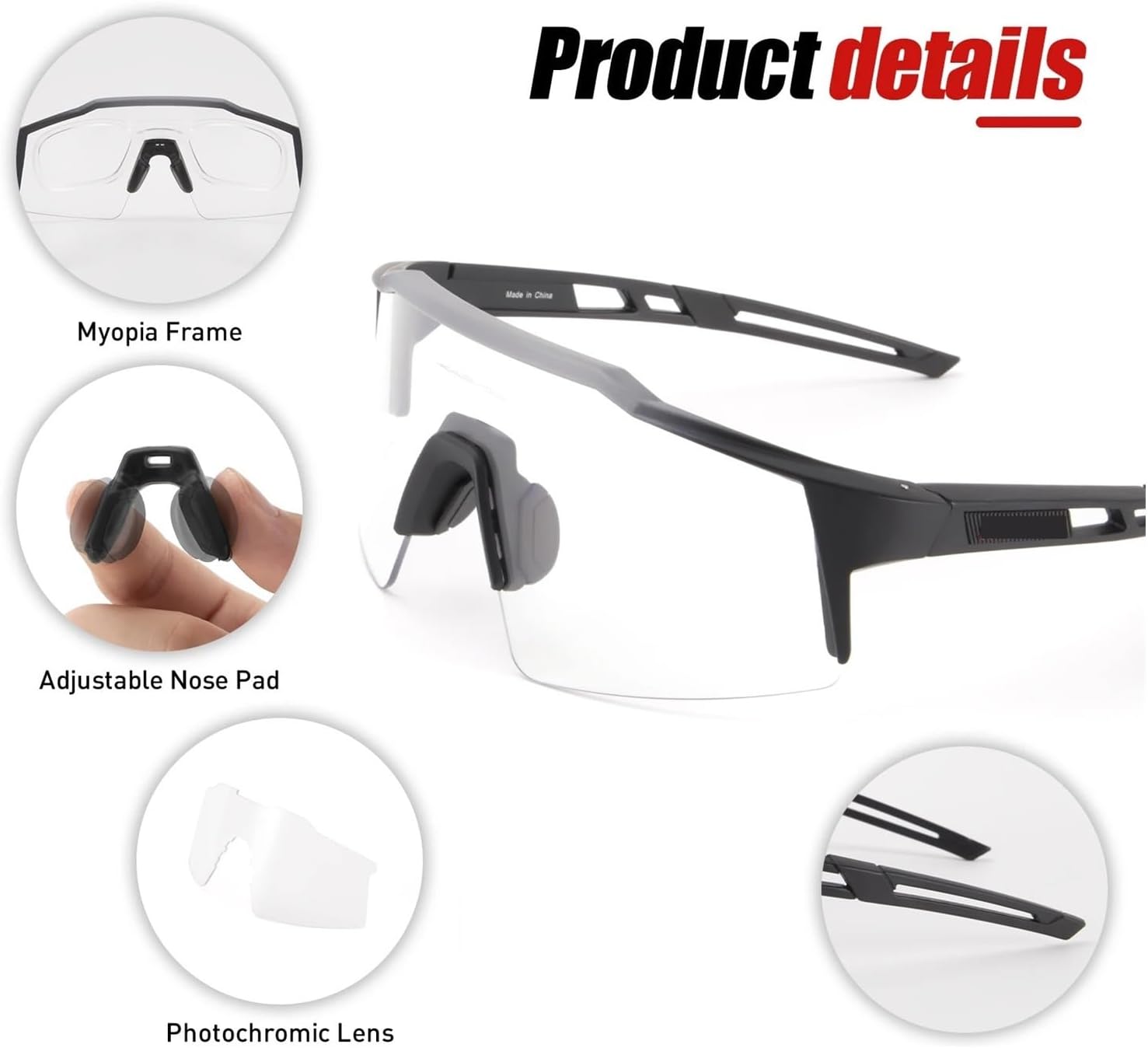 PETRELS Cycling sunglasses Photochromic Cycling Sunglasses Men Women Bike Glasses Riding Driving Mountain Bike Goggles Eyewear Sports(RE-1L-12)