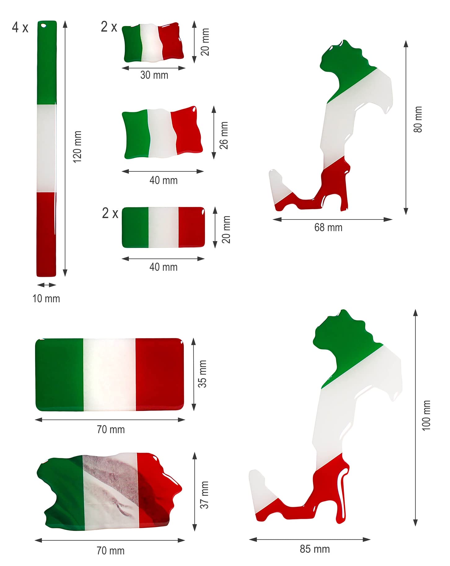 Bike Label 300061N - Adesivi 3D con bandiere dei paesi italiani