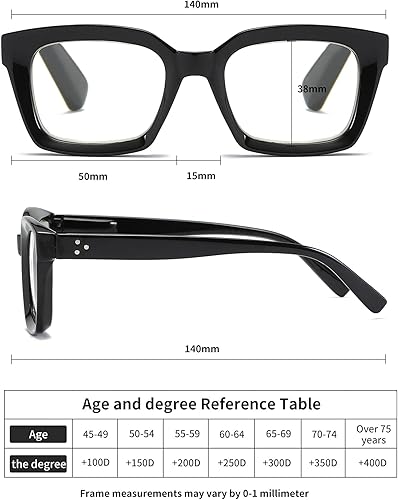 Miniatura 5 de ZXYOO Paquete de 3 lentes de lectura de diseño cuadrado de gran tamaño para mujer lector de computadora con bloqueo de luz azul negro y rosa y