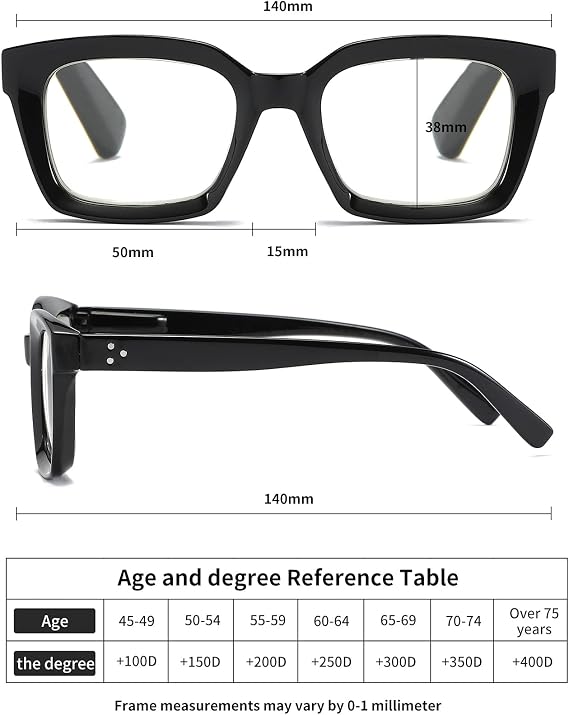 3 Pack Oversize Square Design Reading Glasses for Women, Blue Light Blocking Computer Reader