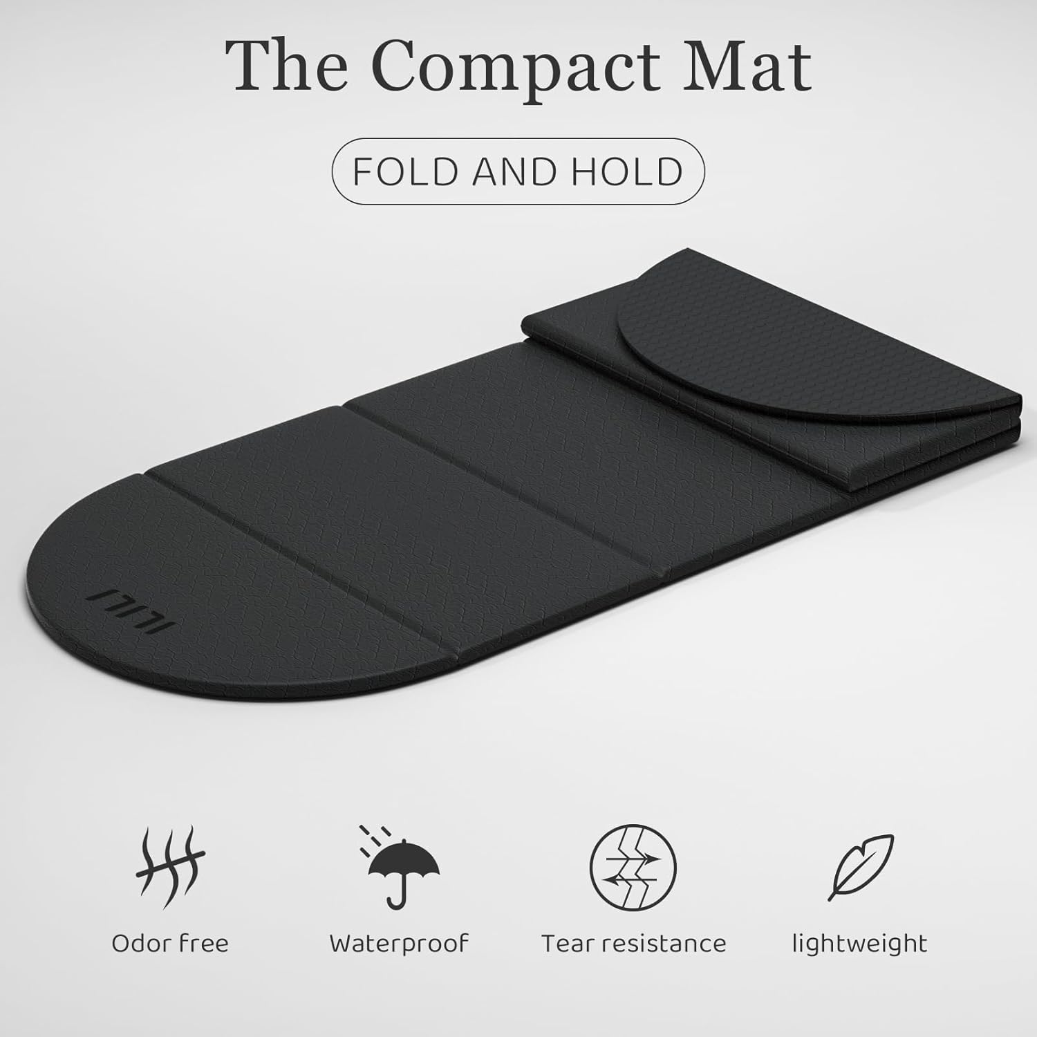 ILILI Foldable Yoga Mat-Semicircular, 10mm Thick, TPE Material, Extra Long 75"L x 26"W, Soft and Comfortable Folding Oval Mat 0.4 Inches, Easy to Carry and Store, 190*66cm Portable Multi-Functional Use for Yoga, Home Exercise & Outdoor