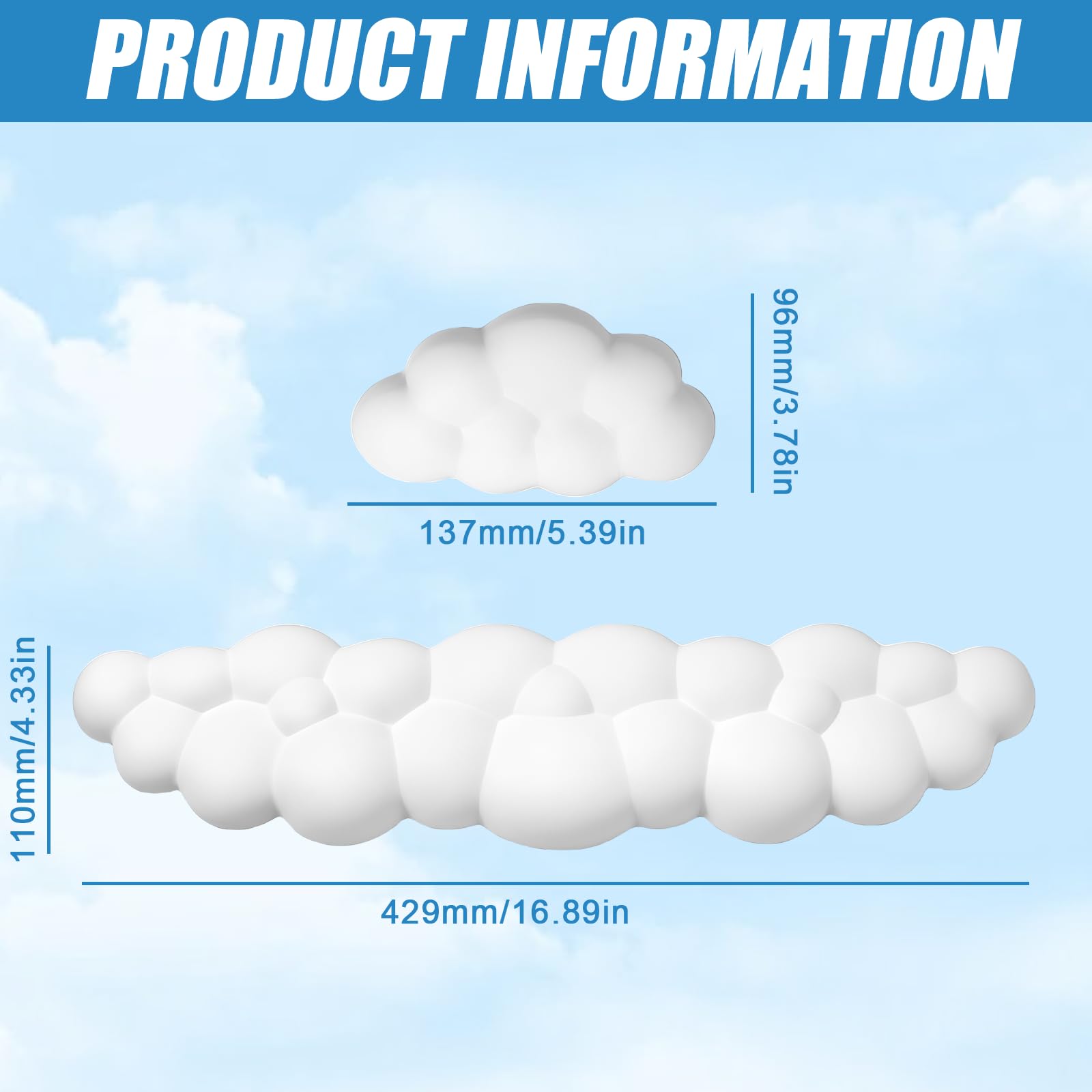 Nuvola Tastiera, Poggiapolsi Bianco Nuvola, Set Tastiera e Mouse con Poggiapolsi Ergonomico in Pelle PU Morbido Cloud