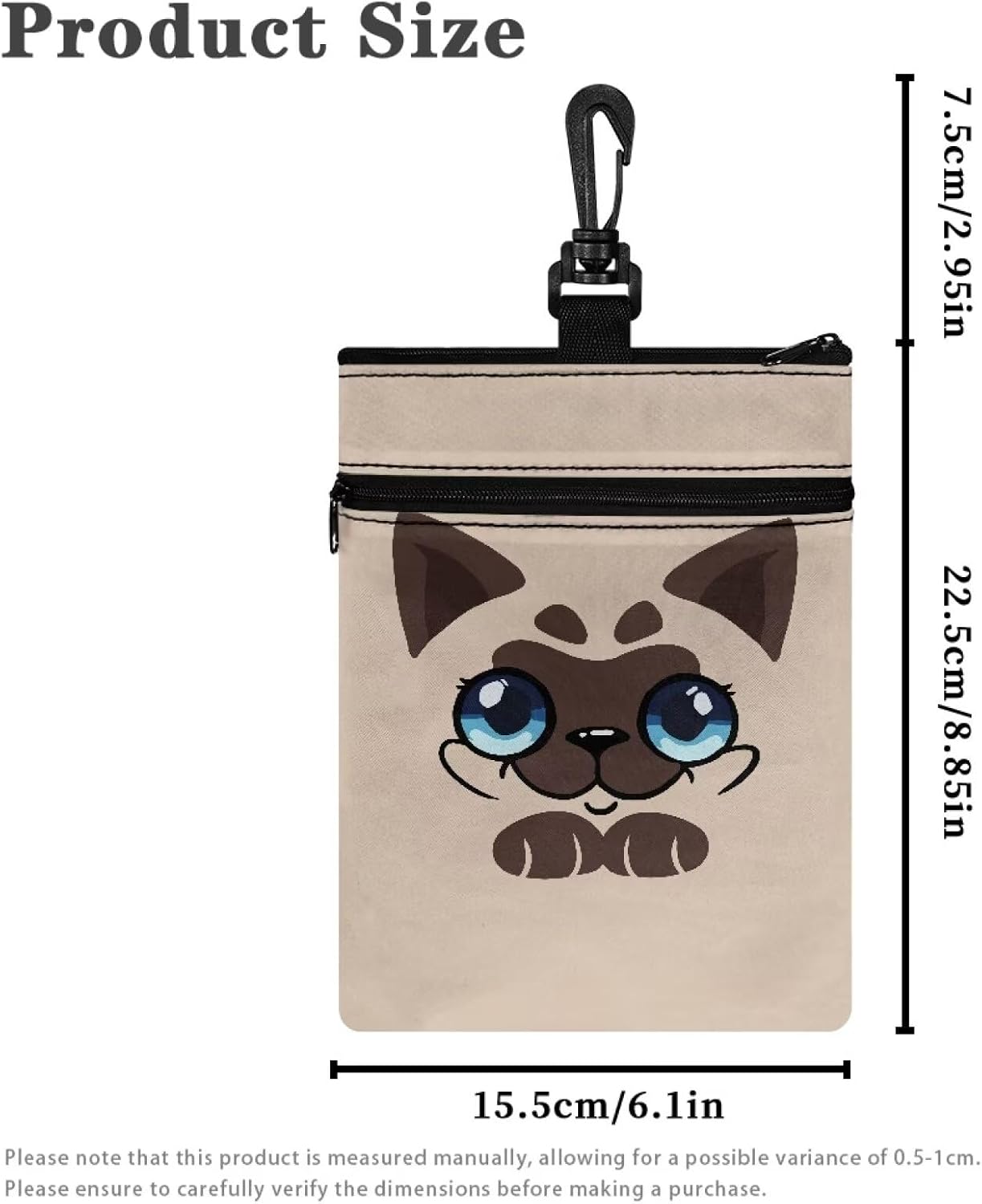 Strong Golf Tee Pouch Bag for Men and Women Polyester Golf Valuables Pouch with 2 Pockets Portable Golf Accessory Bag