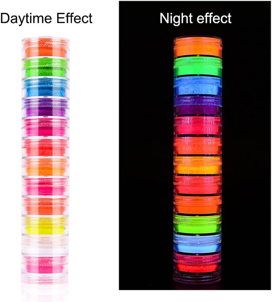 Pigment Powder 12-Color Resin Dye Phosphor Suitable for Epoxy Resin Acrylic Paint Mucus Nails Halloween Party Black Light Reactive Pigment