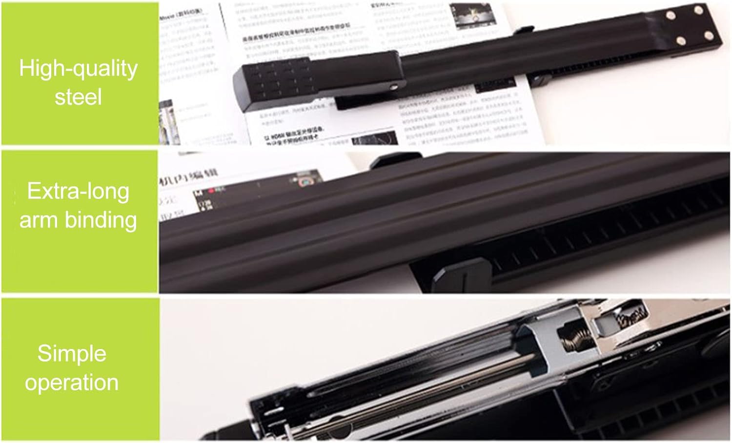 Long Arm Stapler (Approx. 340 x 36mm) Standard Design No Blockage Handheld Paper Stapler for The Stapling of Book, Account Book, Magazine, for Office School Home