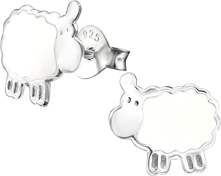 White Sheep Stud Earrings - Sterling Silver