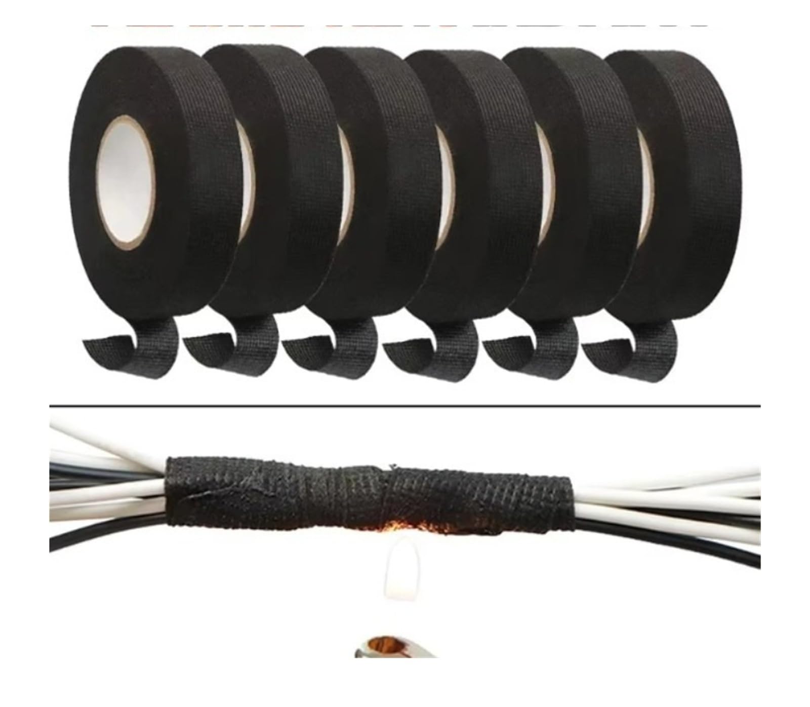 9/15/19/25 mm hitzebeständiges Gewebeband, Kabelbaum, elektrisches Heizband, Autokabelband, stark hitzebeständig(10 rolls,9mm)