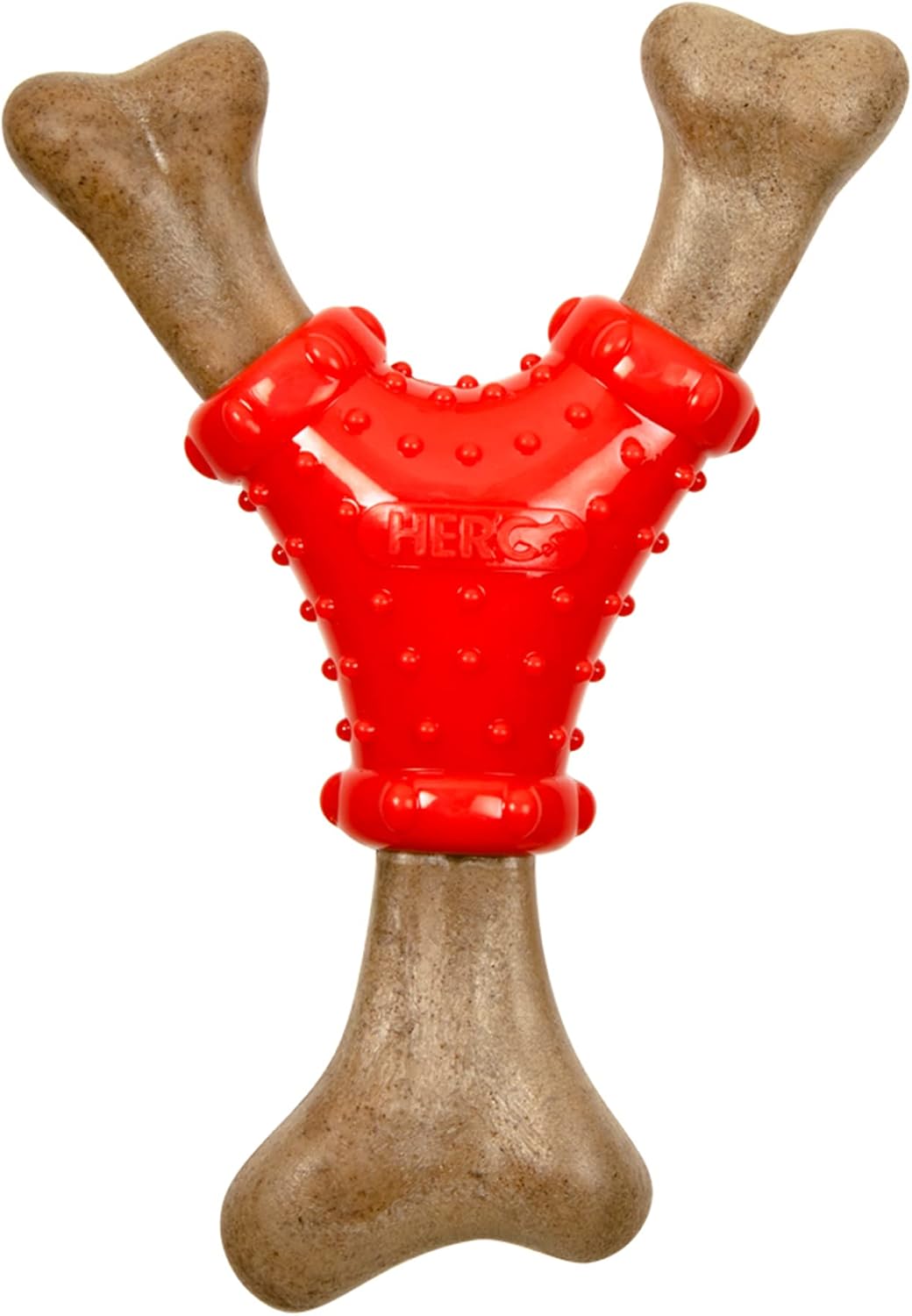 Hero Bonetics Noisy Joint Wishbone - Promotes Healthy Teeth, Gums and Mind - Wood Scented - for Large Dogs