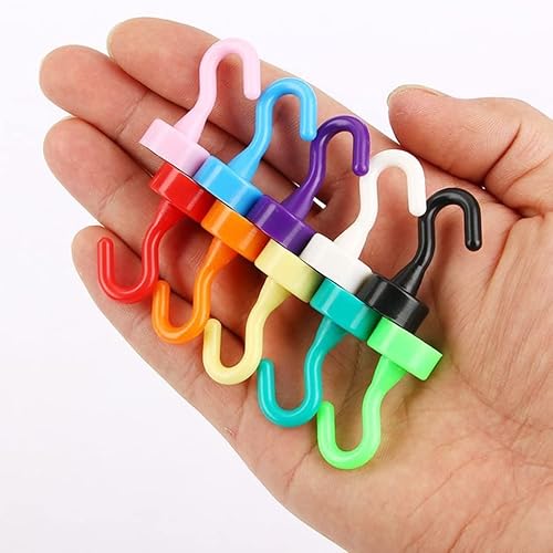 Miniatura 8 de BeyondNice Paquete de 10 ganchos magnéticos coloridos, ganchos magnéticos resistentes para refrigeradores, gancho magnético para colgar, llaves,