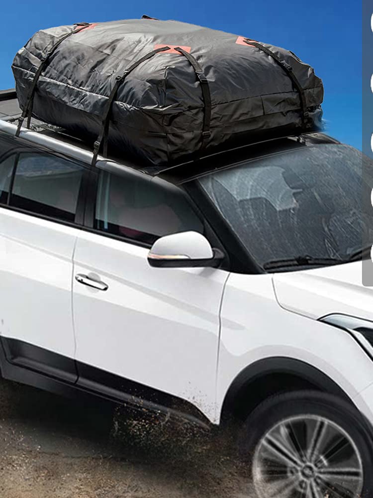 Auto Dachbox Mesh Stoff Auto Dachbeutel Cargo Carrier 15 Kubikfuß wasserdichte staubdichte Dachsack mit 8 verstärkten Riemen für Reisen