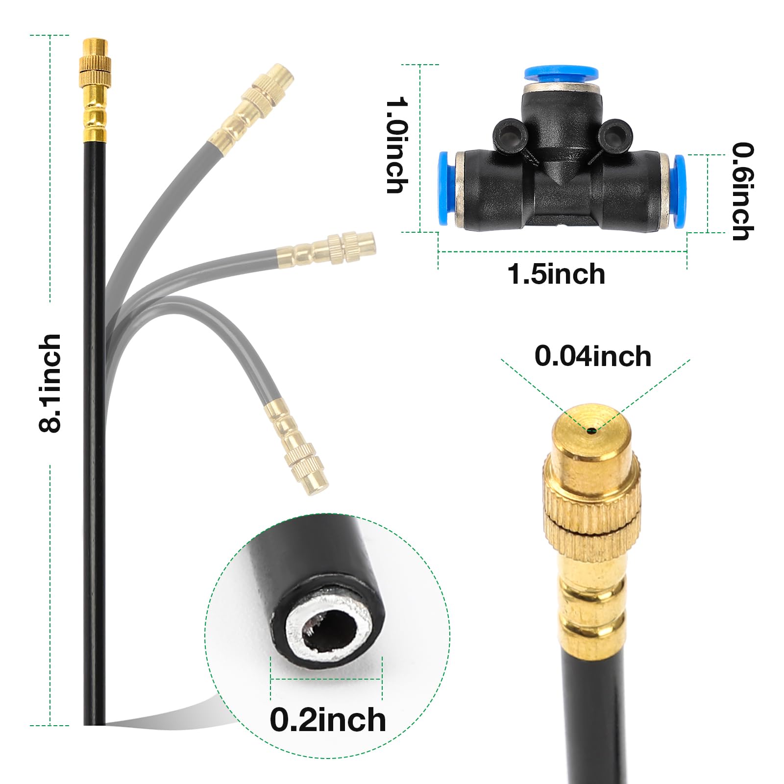 Mixc Sistema di irrigazione a goccia da 1,5 m, kit di irrigazione da giardino con 12 ugelli regolabili in rame, sistema di irrigazione atomizzante automatico per esterni, aiuole rialzate, piante in