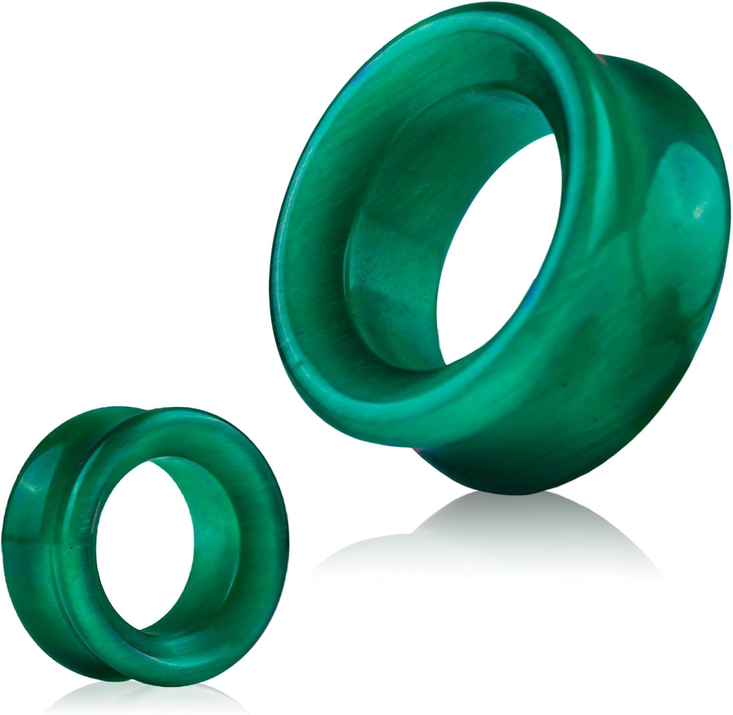 2Pcs 14-25mm Glass Ear Gauges Tunnels, Double Flared Solid Plugs, Hypoallergenic Ear Stretchers, Expander Piercing Jewelry for Women Men, Cats Eye