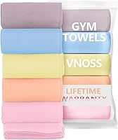 Vnoss Microfiber Gym Towels - Quick Dry, Super Absorbent, Odor-Free Pack of 5 Pastel Colors for Yoga, Tennis, Workouts (16x27 Inch)
