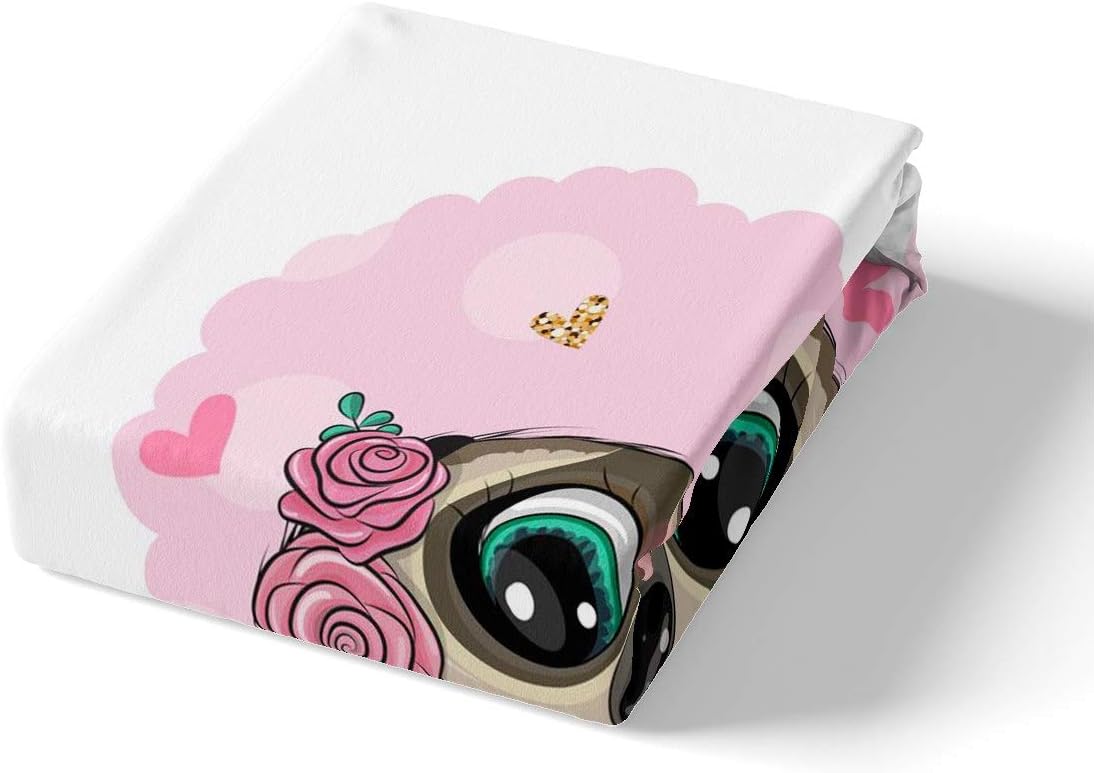 Loussiesd Kids Cute Sloth Comforter Cover Cartoon Sloth Printed Bedding Set for Boys Girls Children Flowers Pink Heart Duvet Cover Lovely 3D Animal Bedspread Cover Room Decor Single Quilt Cover 2Pcs - Image 4