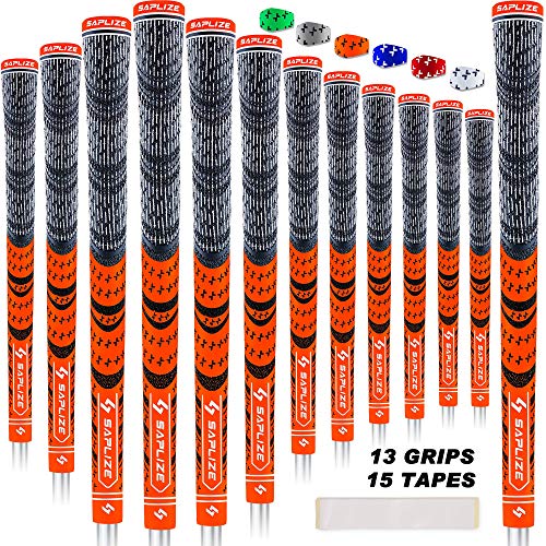 SAPLIZE Golf Grips(13 Grips + 15 Tapes Bundle), MultiCompound Cord Golf Club Grips