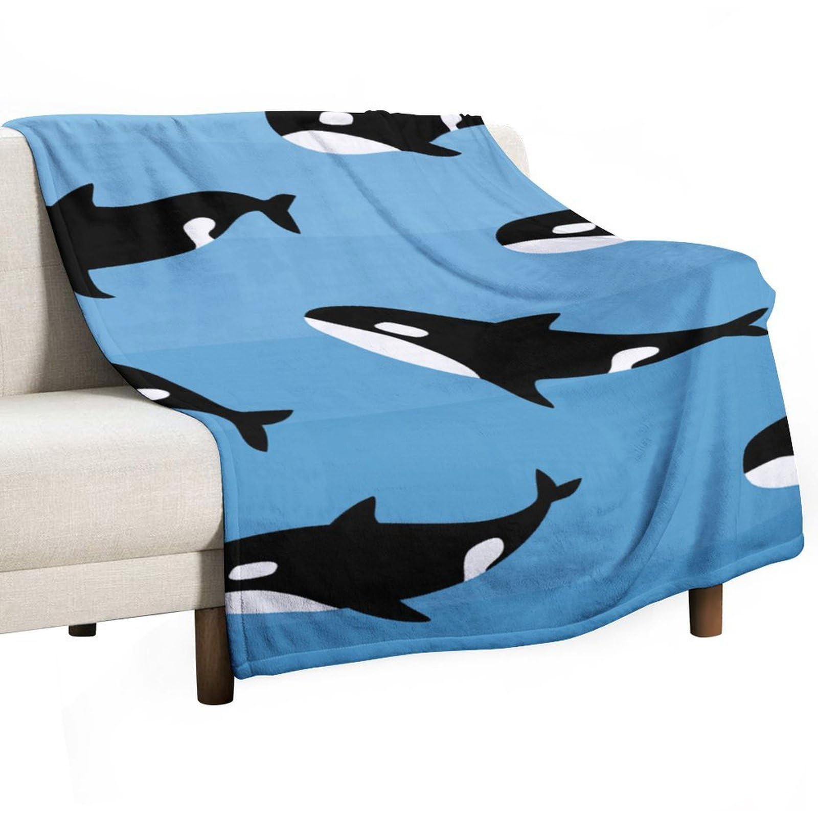 Hxwokrum Flannel Blanket, Cute Killer Whale Throw Blanket for Couch Sofa Bed Office, Soft And Comfortable Without Pilling