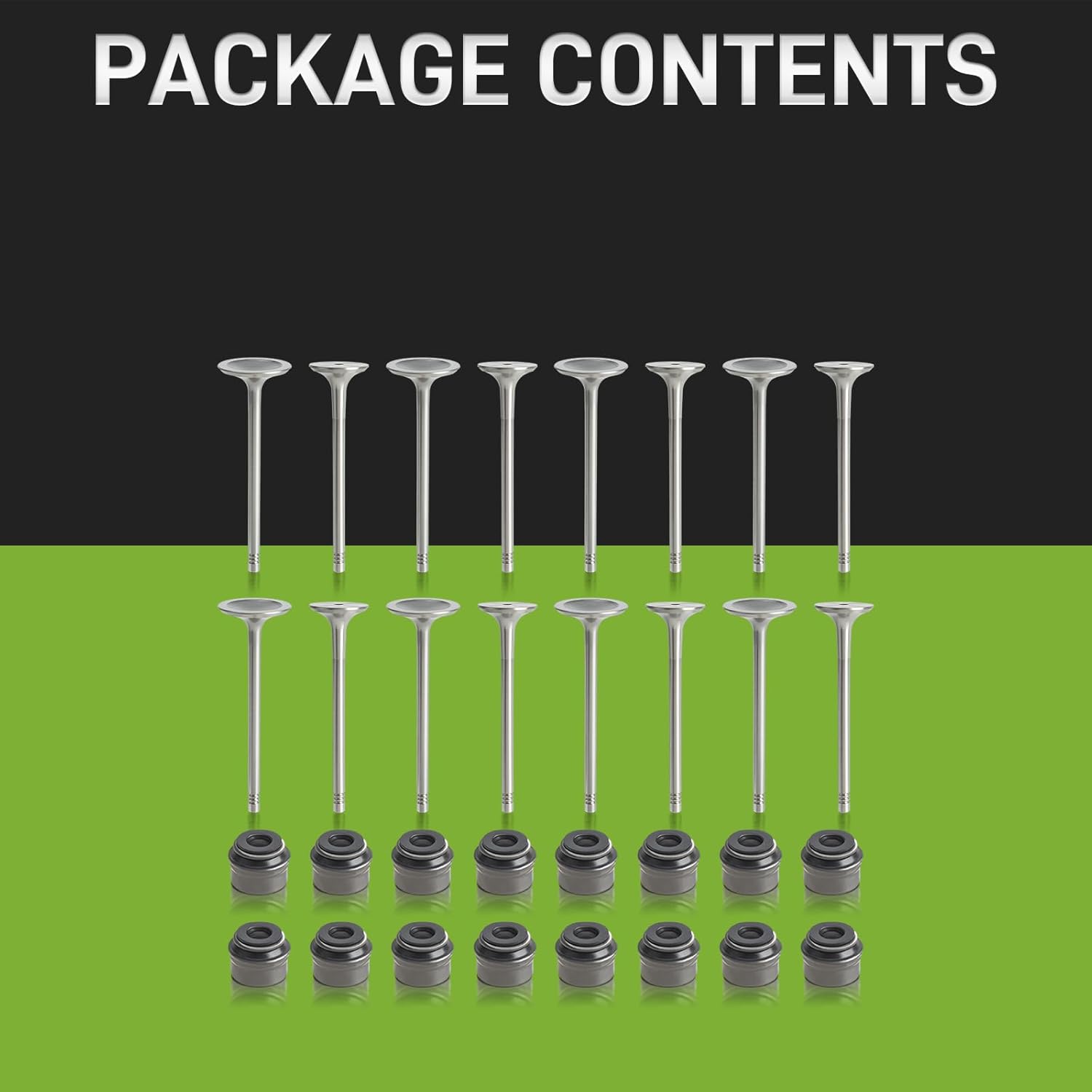 Engine Intake and Exhaust Valve Set Compatible with Audi VW 2.0T (FSI, TSI) 16pcs 06D109611H 06D109611T with 16pcs Valve Seals