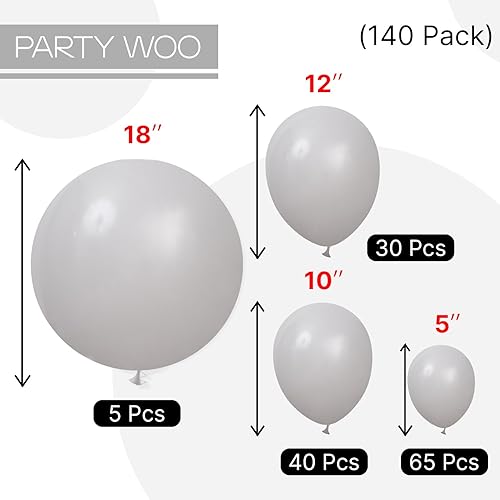 Miniatura 155 de PartyWoo Globos amarillos de 140 piezas de diferentes tamaños de 18, 12, 10, 5 pulgadas, kit de arco de globos de látex amarillo mate, guirnalda