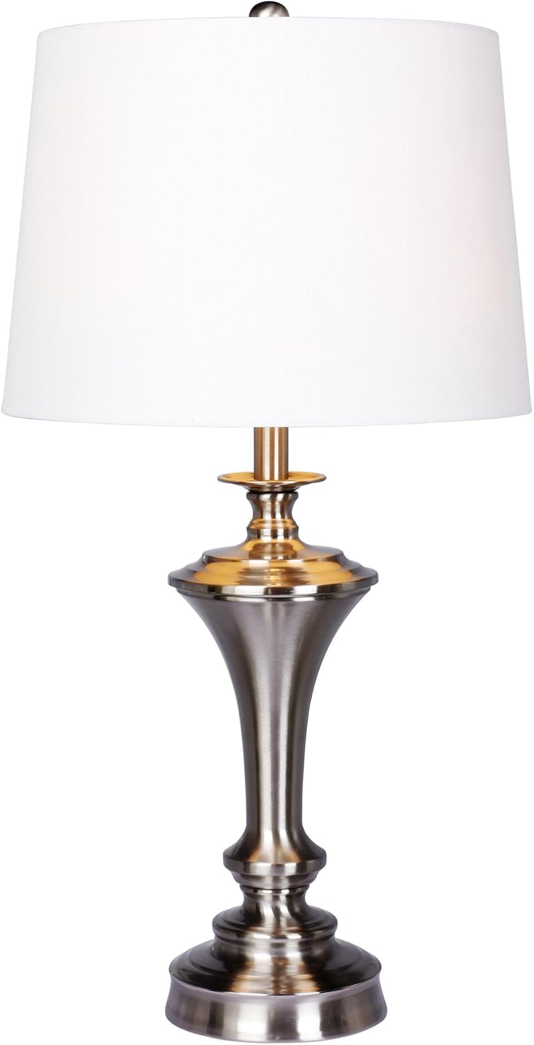 New Deal Cory Martin W-1565BS Urn with Pedestal Base Metal Table Lamp, 30, Brushed Steel