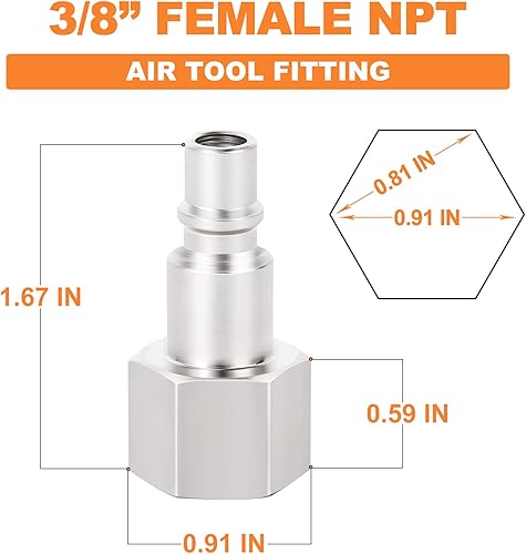 Vista 47 de GASHER 10PCS 1/2-Inch NPT hembra Industrial Air Tool Fitting, 1/2 pulgada de alto flujo neumáticos presión máxima de trabajo 300PSI