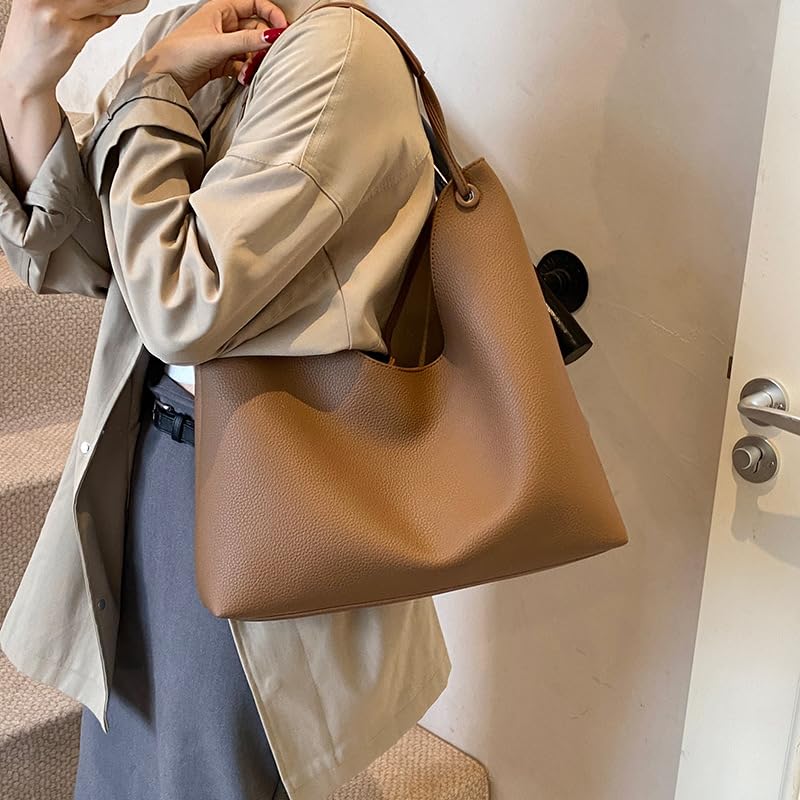 Soft Leather Tote Bag for Women, Simple Shoulder Bag, Casual Underarm Handbag, Lightweight Large-Capacity Daily Purse2