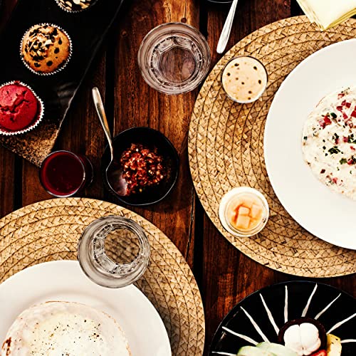 Haxhut Woven Round Placemats - Natural Placemats Set Of 6, Straw Braided Rattan Placemats thumb #3
