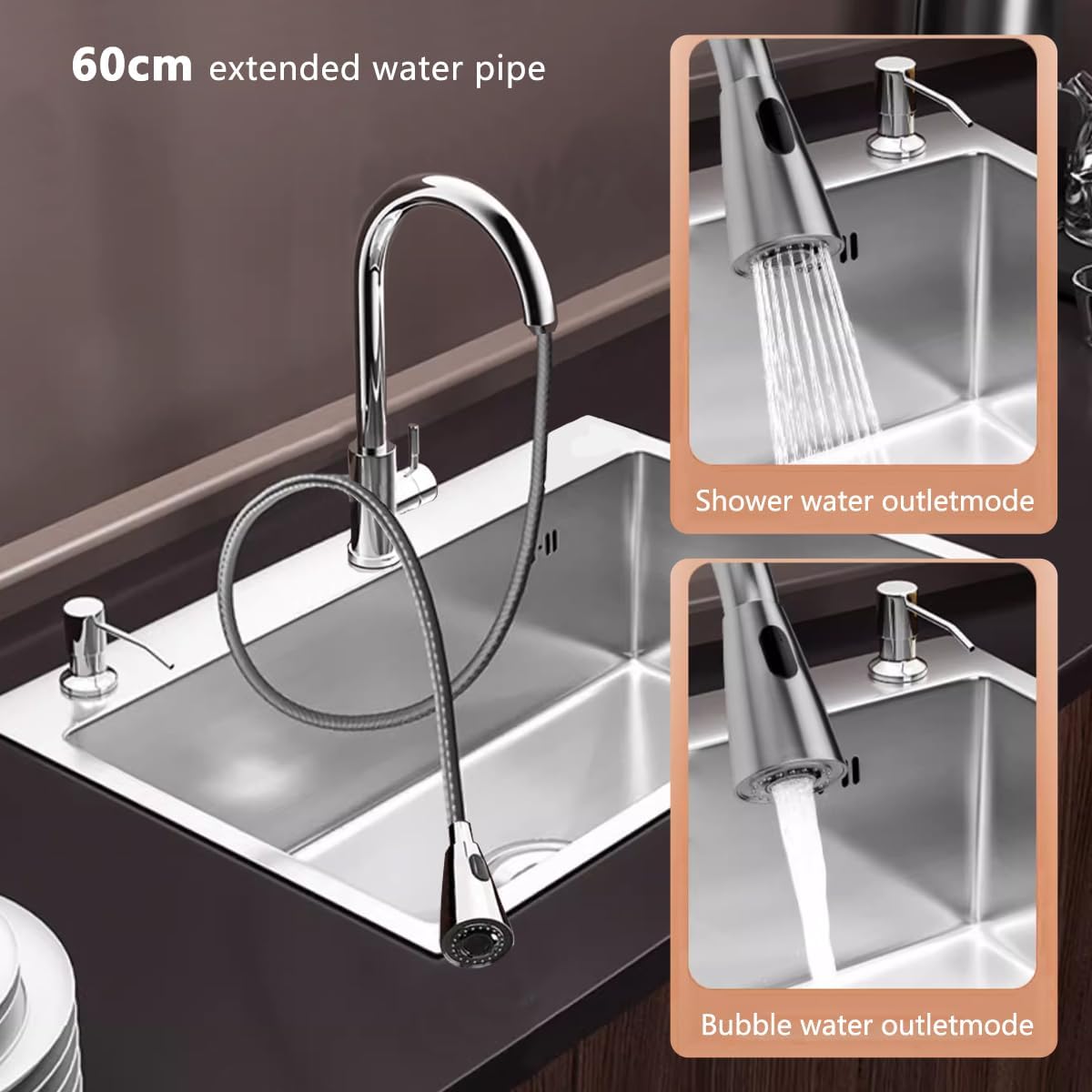 Stainless Steel Kitchen Sink, 25x17 Inch Workstation Kitchen Sink with Faucet Combo, Deep Single Bowl Sinks with Accessories, Topmount