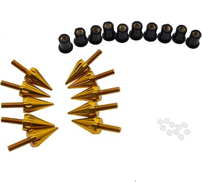 PROCNC Motorcycle Spike Windshield Bolts Screw Nuts Fit For Honda CBR 600rr 1000rr for Suzuki GSXR 600 750 1000 for Yamaha R1 R6 R6s for Kawasaki ZX6R ZX9R ZX10R ZX12 Gold