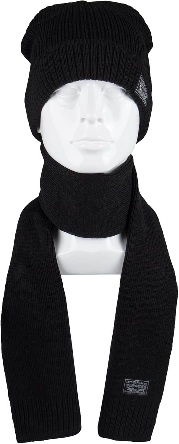 Levi's Men's Classic Winter Warm Knit Beanie Hat and Scarf Set - Image 6