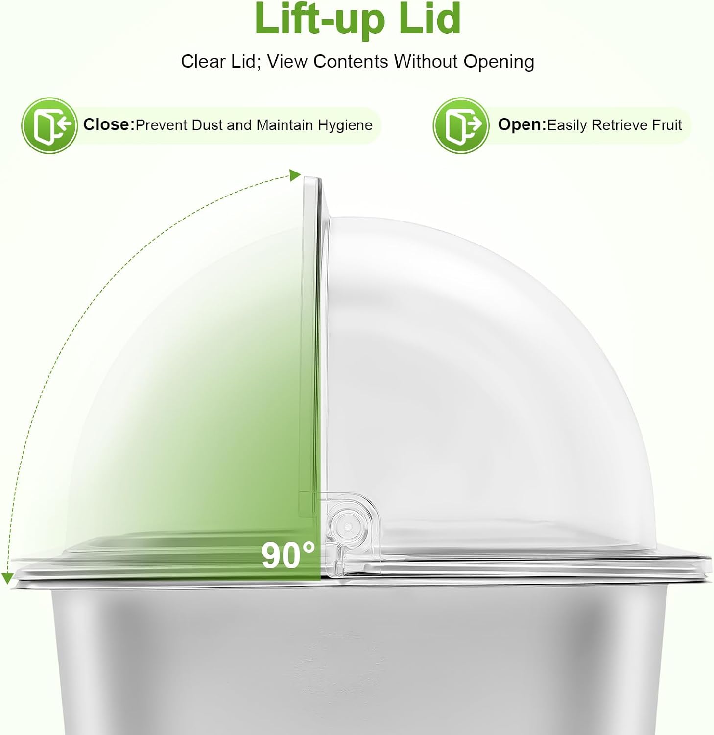 2 Pack Food Serving Container with Lid, 6 Compartments Countertop Chiled Ice Food Serving Display Container, Stainless Steel Condiment Dispenser, with Clamps Spoons, for Restaurant Kitchen