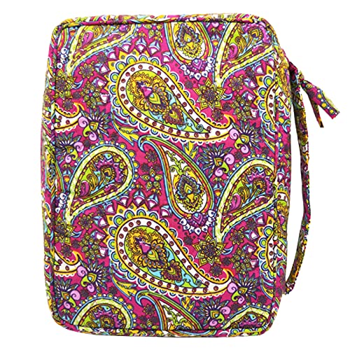 DIWI Quilted Bible Cover Extra Large Sizes 11.25 X 8.25 X 2.75 Inches Good Book Case (XL, C1 Magenta Paisley)