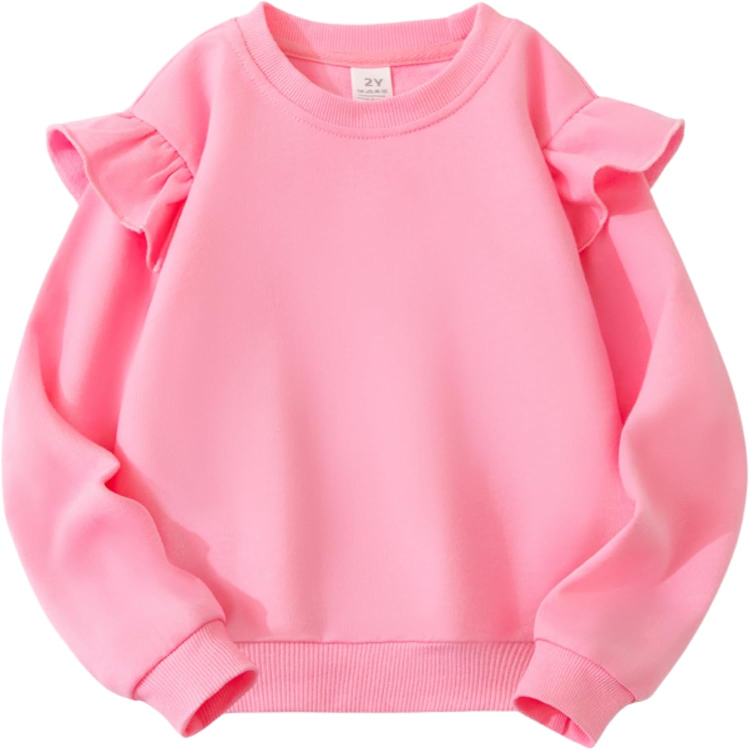 Kids Cotton Sweatshirt 2-6Y Solid Color Basic Thin Long Sleeve Crewneck Pullover for Toddler Boys Girls