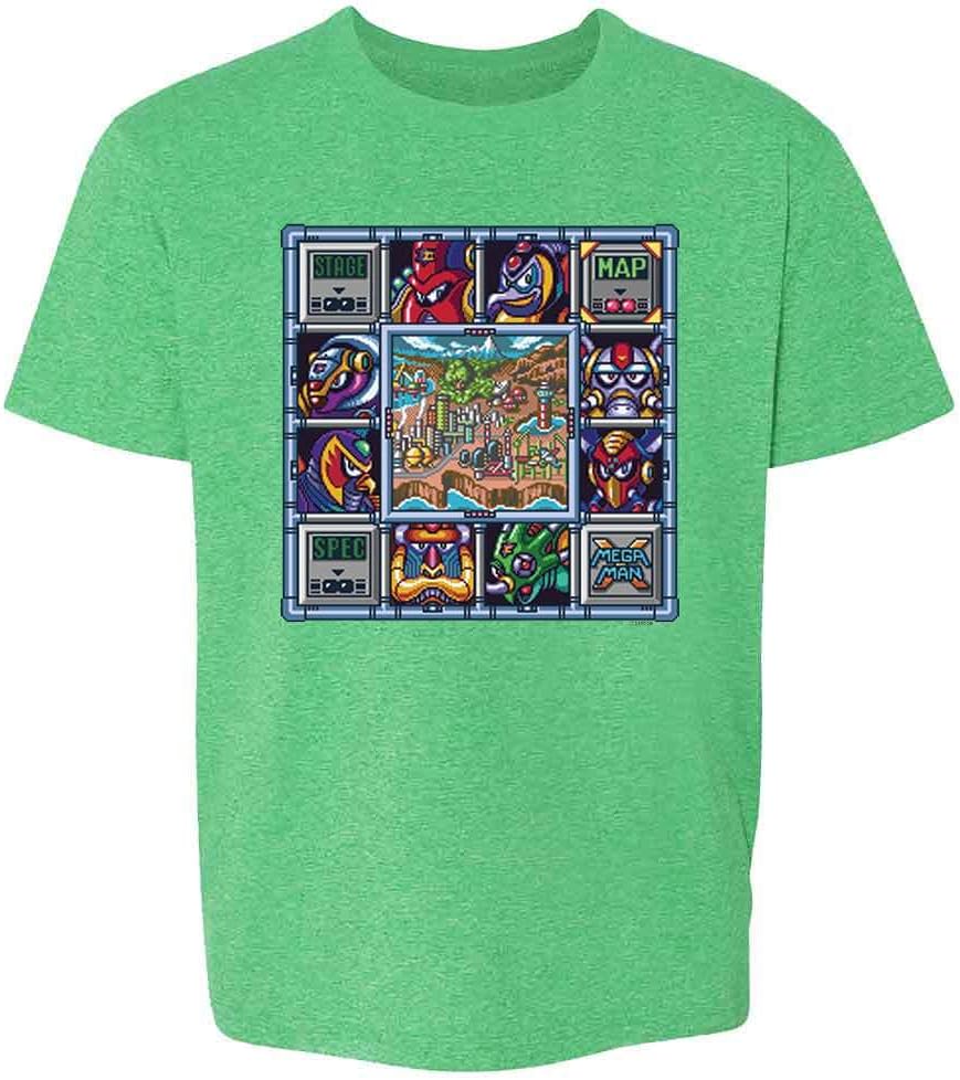 Pop Threads Mega Man X Stage Select Megaman Video Gaming Youth Kids Girl Boy T-Shirt
