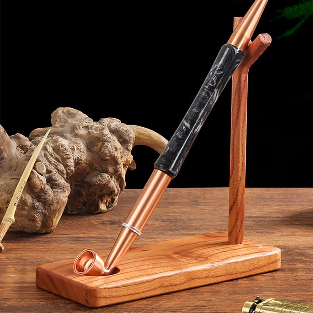 Tom's Wheezes Wooden Tobacco Pipe Stand Holder for Smoking Pipe - Detachable Desktop Decorative Rack for Long Stem Churchwarden Accessories
