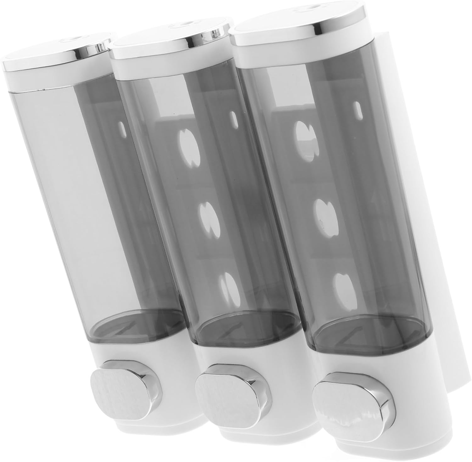 Wall-Mounted Manual Soap Dispenser 3-in-1 Shampoo Conditioner Body Wash Holder Chrome Finish for Bathroom Shower Use