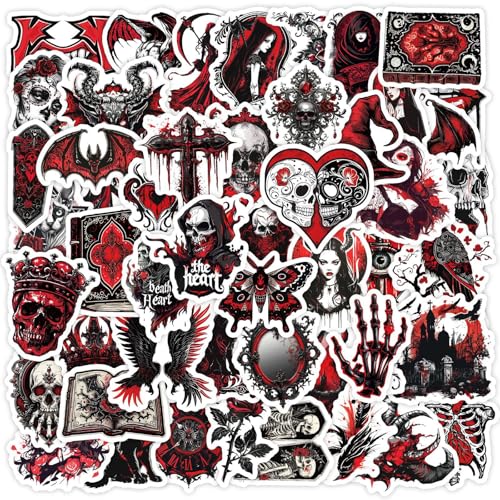 Image of 50Pcs Skeleton Stickers Pack, Vinyl Water Bottle Stickers Phone Laptop Skateboard Waterproof Sticker 5