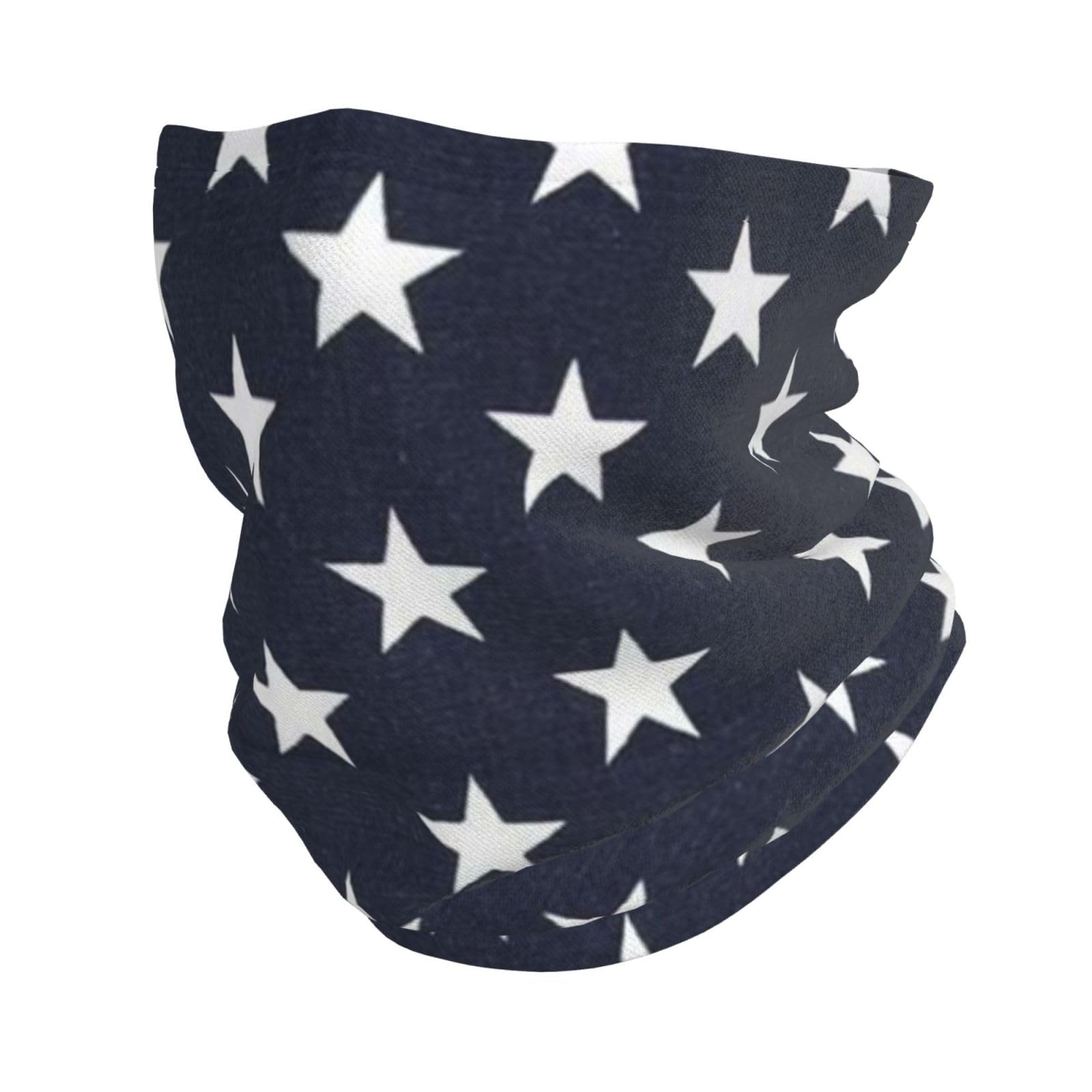 Poadnly Unisex As Picture Neck Gaiter Soft Face Cover Neck Warmer Tube Half Face Mask Scarf Balaclava,Stars Navy Blue White
