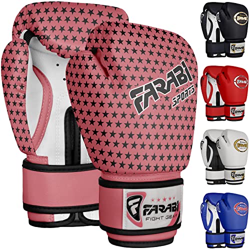 Farabi Sports 4oz Boxhandschuhe Kinder Boxhandschuhe MMA Muay Thai Boxen Kinder Box Handschuhe 3-8 Jahre alt (Pink, 4-oz)