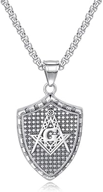 My Daily Styles Stainless Steel Mens Freemason Necklace - Masonic Symbol Pendant Necklace - 22" Inch Chain