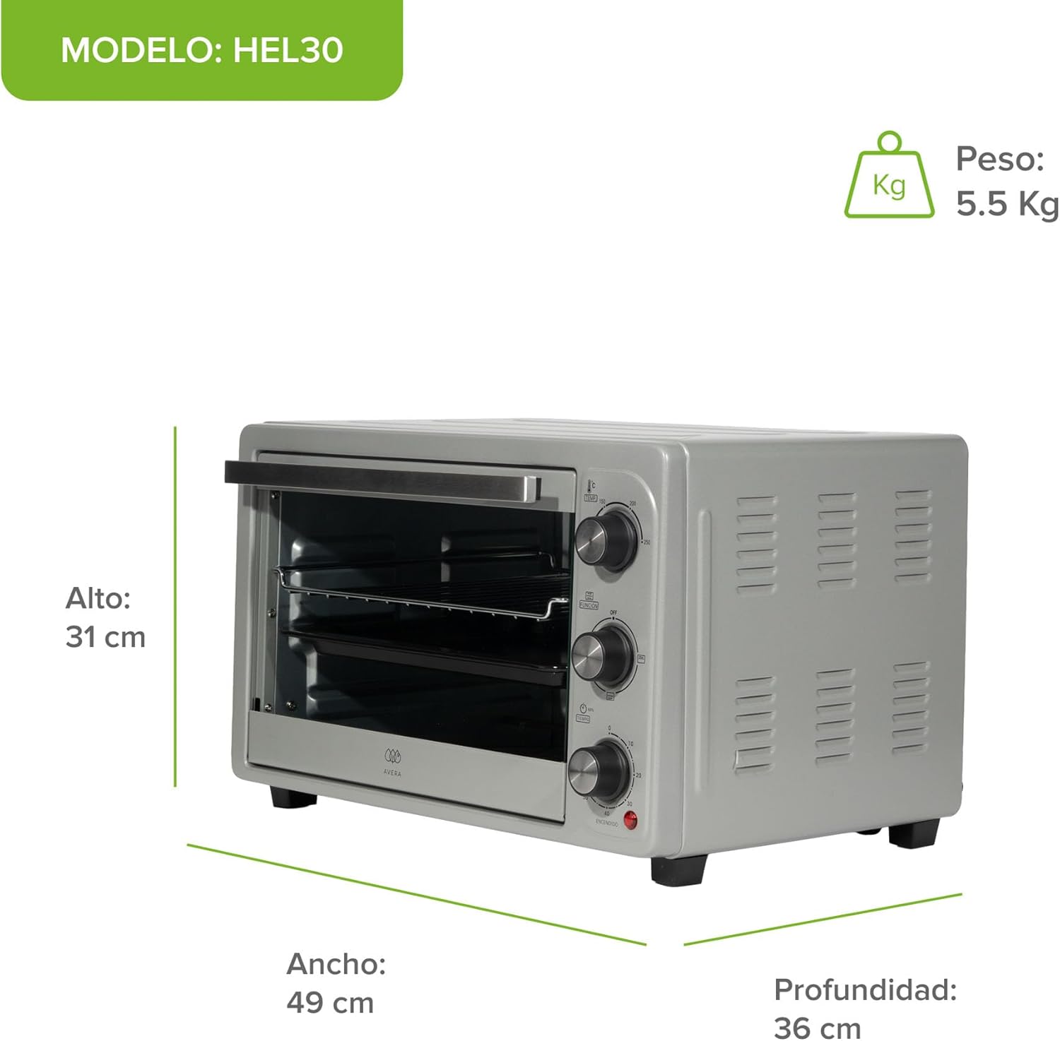 AVERA HEL30 Dimensions and Weight
