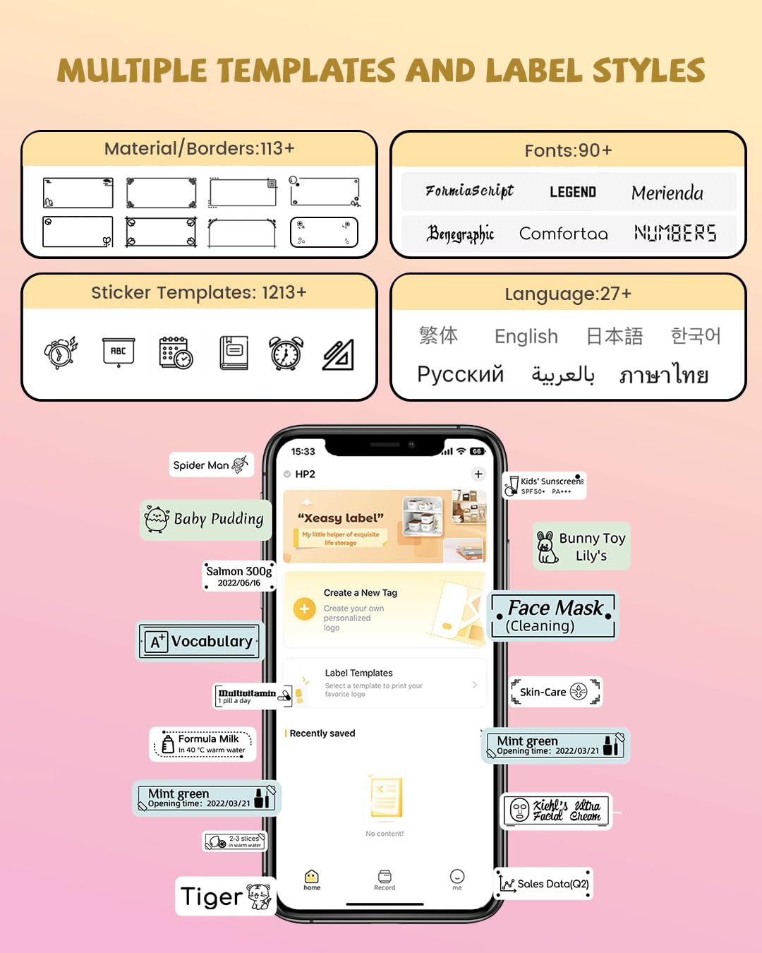 vretti Label Maker Machine with Tape, Easy to use, Mini Label Maker for Home and Office, Support Various Sizes, Clearly Prints for Organizing Office, Home, Kitchen, School (Pink)